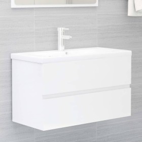 Mueble con lavabo madera de ingeniería blanco brillo de vidaXL, Tocadores de baño - Ref: Foro24-3071645, Precio: 259,99 €, De...