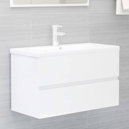 Mueble con lavabo madera de ingeniería blanco brillo de vidaXL, Tocadores de baño - Ref: Foro24-3071645, Precio: 261,72 €, De...