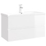 Mueble con lavabo madera de ingeniería blanco brillo de vidaXL, Tocadores de baño - Ref: Foro24-3071645, Precio: 261,72 €, De...