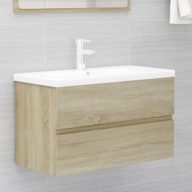 Sonoma oak engineered wood vanity unit with sink by vidaXL, bathroom vanities - Ref: Foro24-3071642, Price: 259,36 €, Discoun...