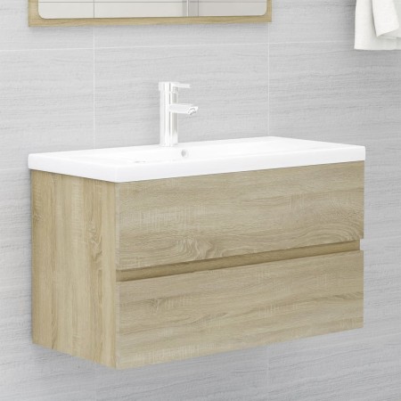 Mueble con lavabo madera de ingeniería roble Sonoma de vidaXL, Tocadores de baño - Ref: Foro24-3071642, Precio: 259,36 €, Des...