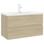 Sonoma oak engineered wood vanity unit with sink by vidaXL, bathroom vanities - Ref: Foro24-3071642, Price: 266,73 €, Discoun...