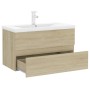 Sonoma oak engineered wood vanity unit with sink by vidaXL, bathroom vanities - Ref: Foro24-3071642, Price: 266,73 €, Discoun...