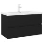 Mueble con lavabo madera de ingeniería negro de vidaXL, Tocadores de baño - Ref: Foro24-3071640, Precio: 259,71 €, Descuento: %