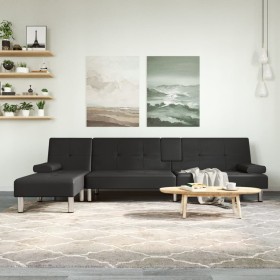 L-förmiges Schlafsofa aus schwarzem Kunstleder, 255 x 140 x 70 cm von vidaXL, Sofas - Ref: Foro24-3157265, Preis: 436,99 €, R...