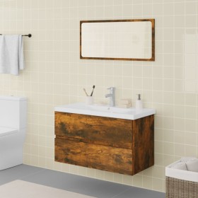 Smoked oak plywood bathroom furniture set by vidaXL, Bathroom furniture - Ref: Foro24-3120351, Price: 251,56 €, Discount: %