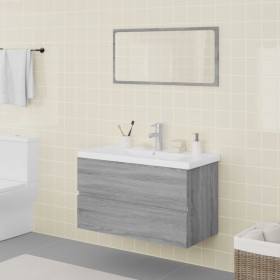 Gray Sonoma plywood bathroom furniture set by vidaXL, Bathroom furniture - Ref: Foro24-3120352, Price: 262,38 €, Discount: %