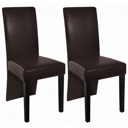 Sillas de comedor 2 unidades cuero sintético marrón oscuro de vidaXL, Sillas de comedor - Ref: Foro24-60250, Precio: 124,99 €...