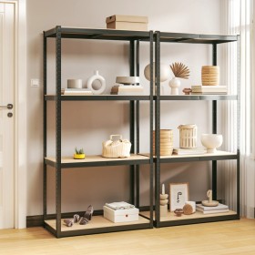 4-level shelving unit, 2 units, anthracite gray, made of steel and plywood by vidaXL, Industrial shelving - Ref: Foro24-15285...