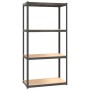 4-level shelving unit, 2 units, anthracite gray, made of steel and plywood by vidaXL, Industrial shelving - Ref: Foro24-15285...