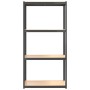 4-level shelving unit, 2 units, anthracite gray, made of steel and plywood by vidaXL, Industrial shelving - Ref: Foro24-15285...