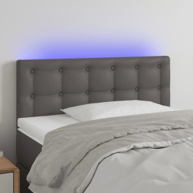 Headboard with LED gray synthetic leather 100x5x78/88 cm by vidaXL, Headboards and footboards - Ref: Foro24-3121700, Price: 5...