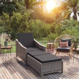 Garden lounger with dark gray synthetic rattan cushion by vidaXL, Loungers - Ref: Foro24-317180, Price: 231,93 €, Discount: %