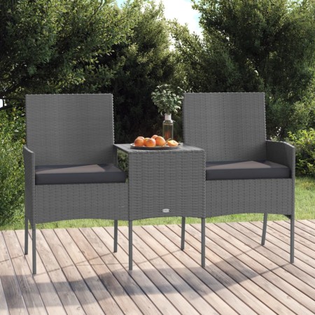 2-Sitzer-Gartensofa mit anthrazitfarbenem synthetischem Rattantisch von vidaXL, Outdoor-Sofas - Ref: Foro24-317624, Preis: 16...