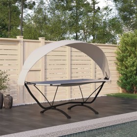 Garden lounge chair with steel canopy and cream Oxford fabric by vidaXL, Outdoor beds - Ref: Foro24-317601, Price: 136,99 €, ...