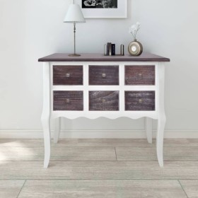 Console table with 6 drawers, brown and white wood. by vidaXL, Sideboards - Ref: Foro24-240402, Price: 175,99 €, Discount: %