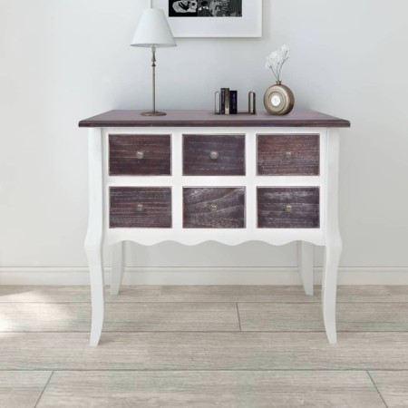 Console table with 6 drawers, brown and white wood. by vidaXL, Sideboards - Ref: Foro24-240402, Price: 190,49 €, Discount: %