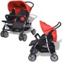 Red and black steel twin stroller by vidaXL, Baby strollers - Ref: Foro24-10108, Price: 186,61 €, Discount: %