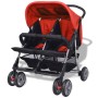 Red and black steel twin stroller by vidaXL, Baby strollers - Ref: Foro24-10108, Price: 186,61 €, Discount: %