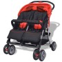 Red and black steel twin stroller by vidaXL, Baby strollers - Ref: Foro24-10108, Price: 186,61 €, Discount: %