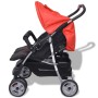 Red and black steel twin stroller by vidaXL, Baby strollers - Ref: Foro24-10108, Price: 186,61 €, Discount: %