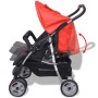 Red and black steel twin stroller by vidaXL, Baby strollers - Ref: Foro24-10108, Price: 186,61 €, Discount: %