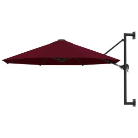 Wand-Sonnenschirm mit Metallstange 300 cm Bordeauxrot von vidaXL, Sonnenschirme - Ref: Foro24-47298, Preis: 92,99 €, Rabatt: %