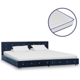 Bed with blue velvet viscoelastic mattress 160x200 cm by vidaXL, Beds and slatted bases - Ref: Foro24-278135, Price: 552,99 €...