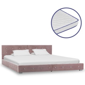 Bed with pink velvet viscoelastic mattress 180x200 cm by vidaXL, Beds and slatted bases - Ref: Foro24-278141, Price: 507,99 €...