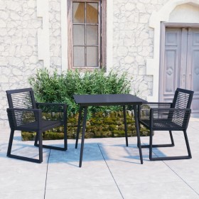 3-piece black PVC rattan garden dining set by vidaXL, Garden sets - Ref: Foro24-3060213, Price: 262,61 €, Discount: %