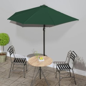 Sombrilla de balcón semicircular palo aluminio verde 270x144cm de vidaXL, Sombrillas - Ref: Foro24-44588, Precio: 47,52 €, De...