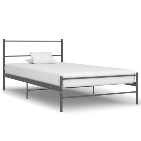 Gray metal bed frame 100x200 cm by vidaXL, Beds and slatted bases - Ref: Foro24-284685, Price: 77,99 €, Discount: %