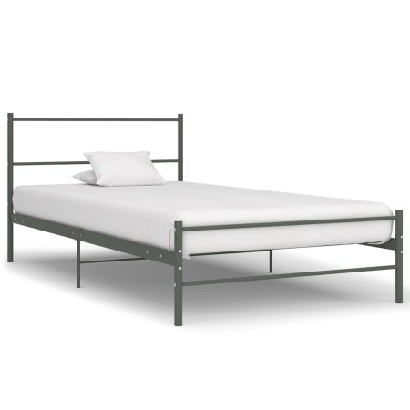 Gray metal bed frame 100x200 cm by vidaXL, Beds and slatted bases - Ref: Foro24-284685, Price: 77,42 €, Discount: %