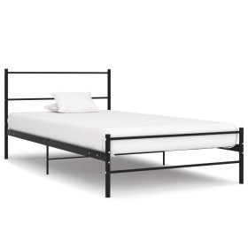 Black metal bed frame 100x200 cm by vidaXL, Beds and slatted bases - Ref: Foro24-284689, Price: 83,94 €, Discount: %