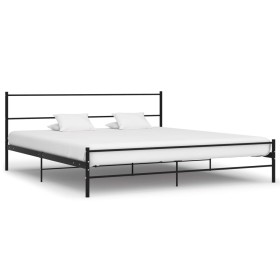 Black metal bed frame 200x200 cm by vidaXL, Beds and slatted bases - Ref: Foro24-284691, Price: 127,99 €, Discount: %