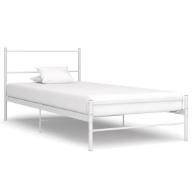 White metal bed frame 100x200 cm by vidaXL, Beds and slatted bases - Ref: Foro24-284693, Price: 62,99 €, Discount: %