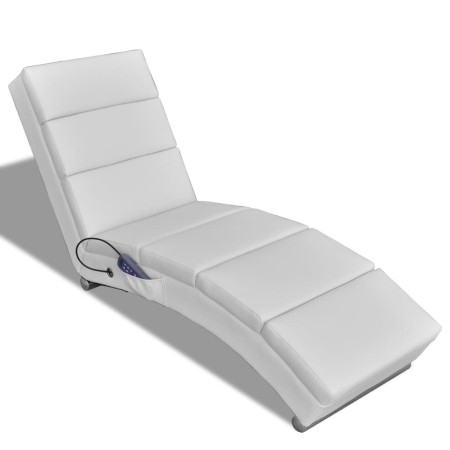 White Faux Leather Reclining Massage Lounger by vidaXL, Electric massage chairs - Ref: Foro24-240969, Price: 232,76 €, Discou...