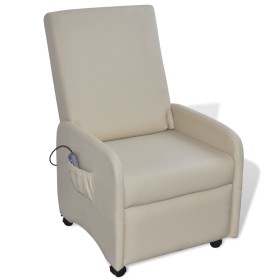 Sillón de masaje de cuero sintético crema de vidaXL, Sillones de masaje eléctricos - Ref: Foro24-241682, Precio: 192,99 €, De...