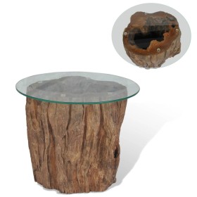 Mesa de centro de teca y vidrio 50x40 cm de vidaXL, Mesas de centro - Ref: Foro24-245069, Precio: 129,25 €, Descuento: %