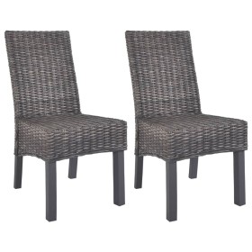 Dining chairs 2 units rattan Kubu and brown mango wood by vidaXL, dining chairs - Ref: Foro24-246655, Price: 188,12 €, Discou...