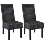 Kubu rattan and black mango wood dining chairs 2 units by vidaXL, dining chairs - Ref: Foro24-246656, Price: 209,18 €, Discou...