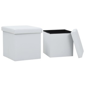 Folding storage stools 2 pcs white synthetic leather by vidaXL, Folding stools and chairs - Ref: Foro24-247084, Price: 37,66 ...