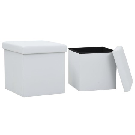 Folding storage stools 2 pcs white synthetic leather by vidaXL, Folding stools and chairs - Ref: Foro24-247084, Price: 39,98 ...