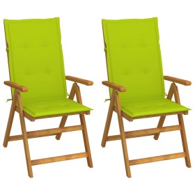 Reclining garden chairs 2 pcs solid acacia wood cushions by vidaXL, Garden chairs - Ref: Foro24-3064070, Price: 171,99 €, Dis...