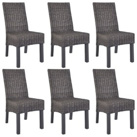 Dining chairs 6 units Kubu rattan and brown mango wood by vidaXL, dining chairs - Ref: Foro24-275468, Price: 542,00 €, Discou...