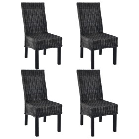 Dining chairs 4 units rattan Kubu and black mango wood by vidaXL, dining chairs - Ref: Foro24-275469, Price: 385,41 €, Discou...