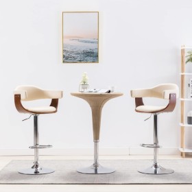 Kitchen stools 2 units, curved wood, synthetic cream leather by vidaXL, Kitchen stools - Ref: Foro24-283114, Price: 245,29 €,...