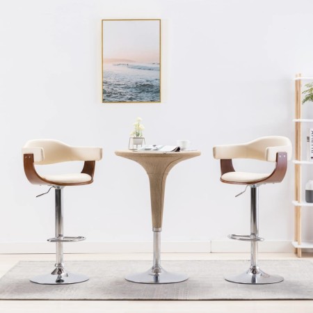 Kitchen stools 2 units, curved wood, synthetic cream leather by vidaXL, Kitchen stools - Ref: Foro24-283114, Price: 244,96 €,...