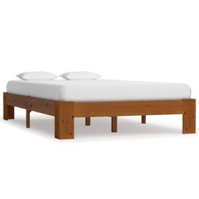 Light brown solid pine wood bed frame 120x200 cm by vidaXL, Beds and slatted bases - Ref: Foro24-283288, Price: 155,39 €, Dis...