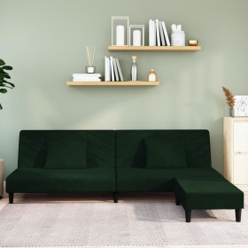 Sofá cama 2 plazas reposapies 2 cojines terciopelo verde oscuro de vidaXL, Sofás - Ref: Foro24-3081834, Precio: 312,99 €, Des...